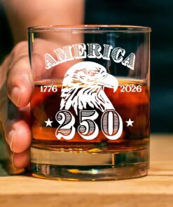 America 250 Years Glass | Happy 250th Birthday USA | Patriotic 4th Of July Glass | America 250th Anniversary | Independence Day Whiskey Glass Beer Glass
