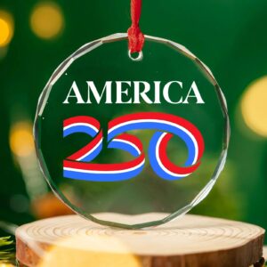 Alternative view of America 250 Years Glass Ornament | America 250 Anniversary | Happy 250th Birthday USA | Patriotic 4th Of July Glass Ornament For Christmas Decor 682669