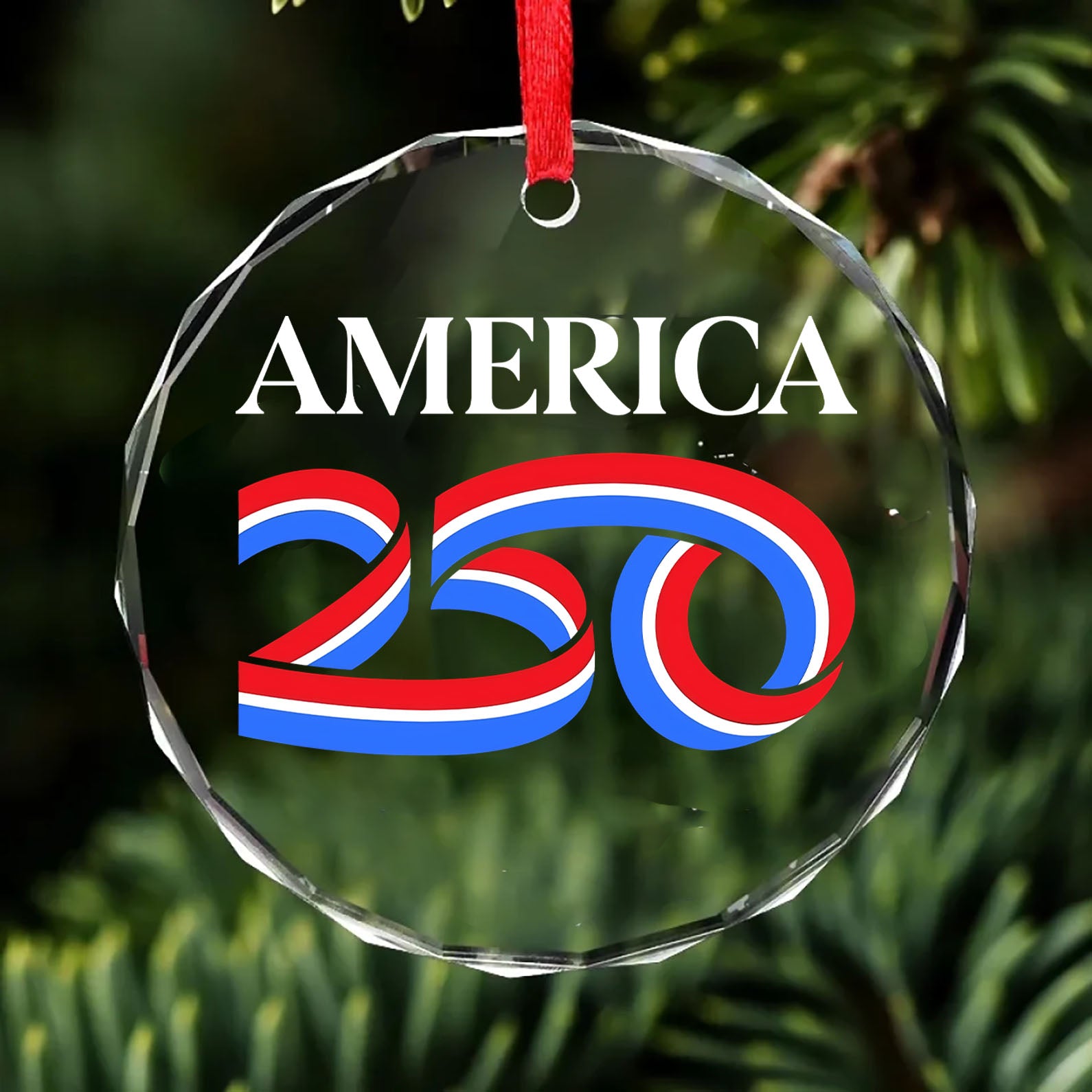 America 250 Years Glass Ornament | America 250 Anniversary | Happy 250th Birthday USA | Patriotic 4th Of July Glass Ornament For Christmas Decor 682669