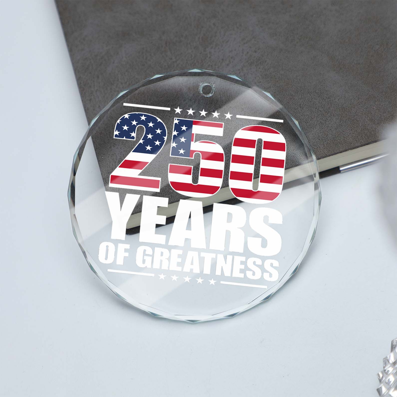 America 250 Years Glass Ornament | America 250 Anniversary | Happy 250th Birthday USA | Patriotic 4th Of July Glass Ornament For Christmas Decor 682669 - Image 3