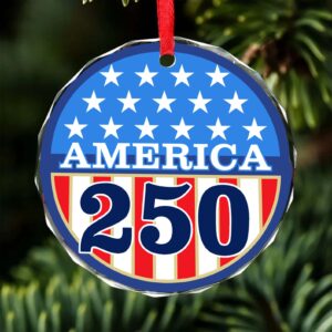 Alternative view of America 250 Years Glass Ornament | Happy 250th Birthday USA | Patriotic 4th of July Glass Ornament for Christmas Decor 682681