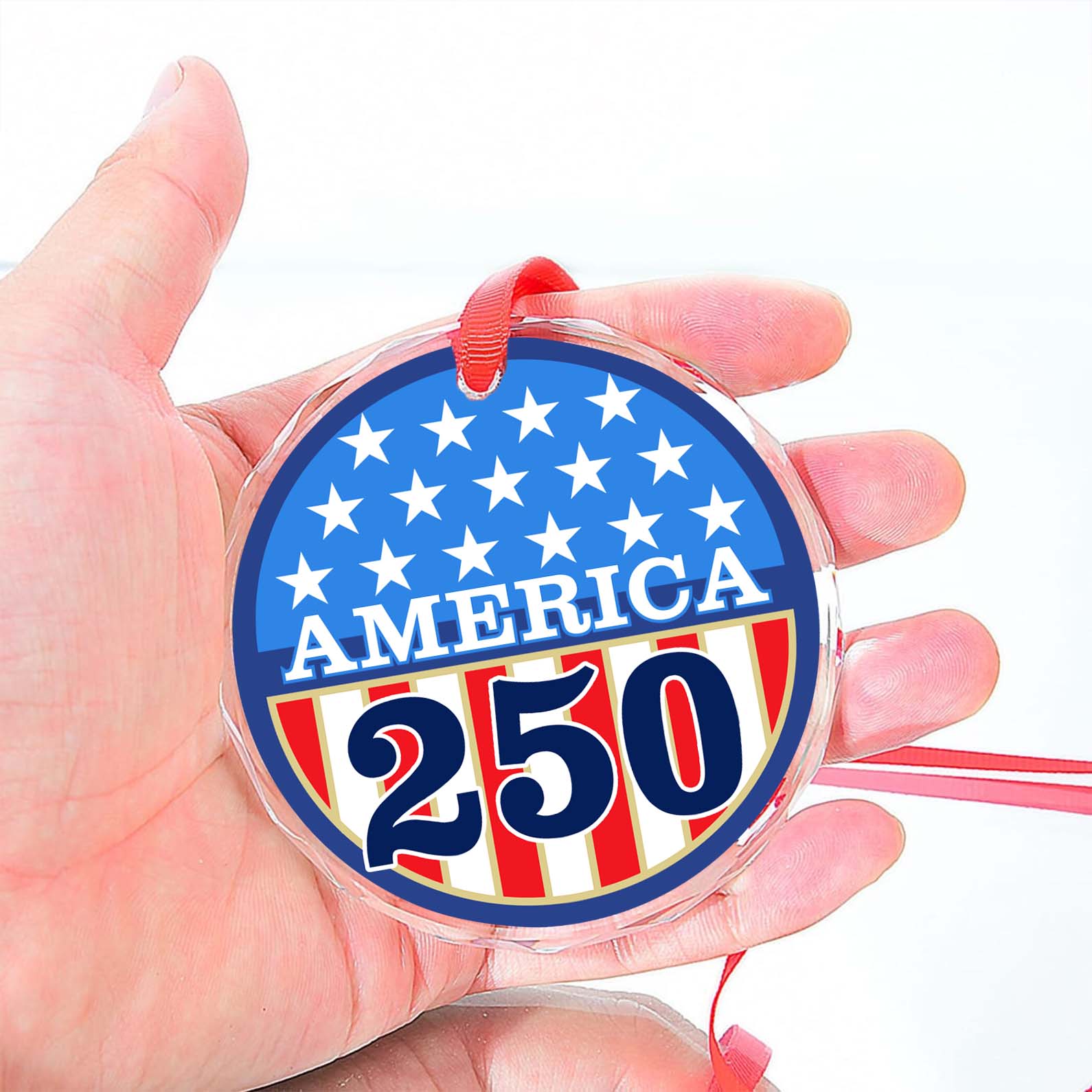 America 250 Years Glass Ornament | Happy 250th Birthday USA | Patriotic 4th of July Glass Ornament for Christmas Decor 682681 - Image 3