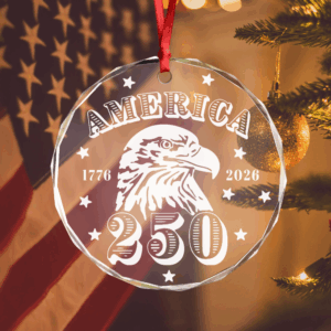 America 250 Years Happy 250th Birthday USA Glass Ornament HA75 898104