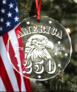 Alternative view of America 250 Years Happy 250th Birthday USA Glass Ornament