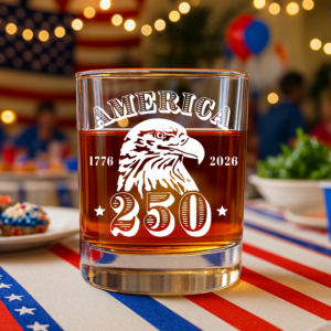 Alternative view of America 250 Years Happy 250th Birthday USA Whiskey Glass HA75 898102