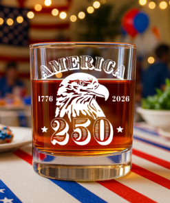 Alternative view of America 250 Years Happy 250th Birthday USA Whiskey Glass