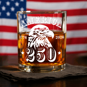America 250 Years Happy 250th Birthday USA Whiskey Glass HA75 898102