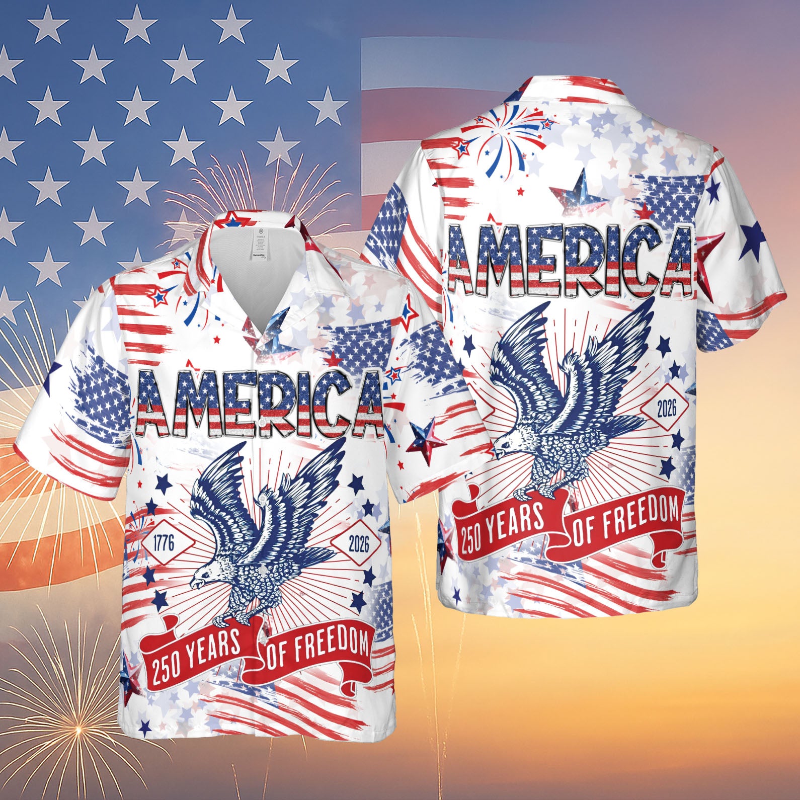 America 250 Years Of Freedom Hawaiian Shirt | Happy 250th Birthday USA | Patriotic 4th Of July Tee | America 250th Anniversary | Independence Day Shirt 682604 - Image 4