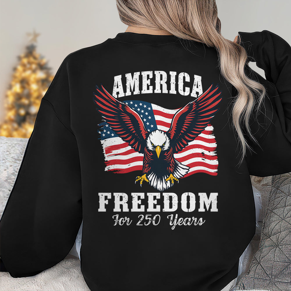 America 250 Years of Freedom Patriotic Eagle Flag Back Side Dark Shirt HA75 897334 - Image 3