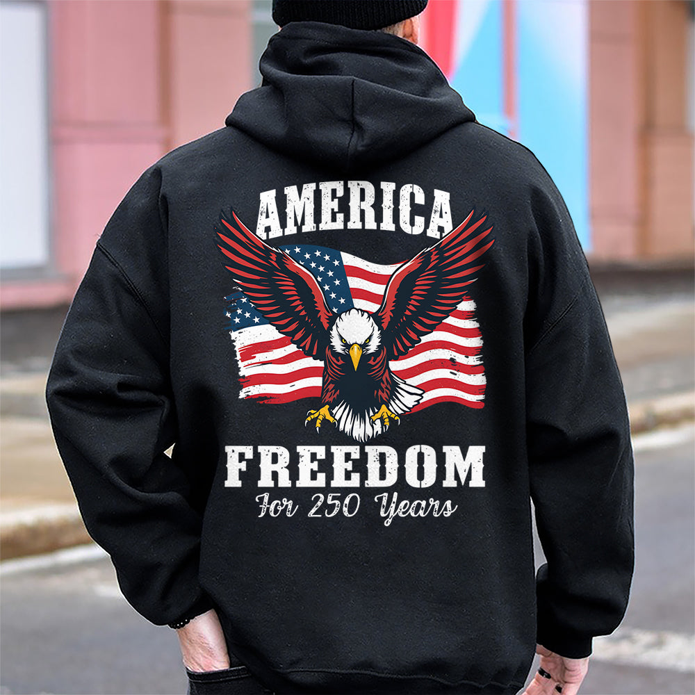 America 250 Years of Freedom Patriotic Eagle Flag Back Side Dark Shirt HA75 897334 - Image 5