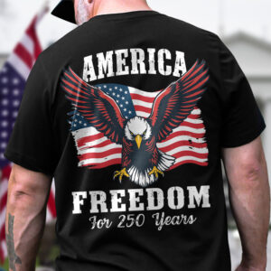 Alternative view of America 250 Years of Freedom Patriotic Eagle Flag Back Side Dark Shirt HA75 897334