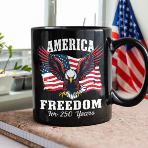 Alternative view of America 250 Years of Freedom Patriotic Eagle Flag Black Mug HA75 897336