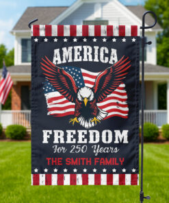 Alternative view of America 250 Years of Freedom Patriotic Eagle Flag Personalized Garden Flag