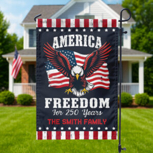 Alternative view of America 250 Years of Freedom Patriotic Eagle Flag Personalized Garden Flag HA75 897350