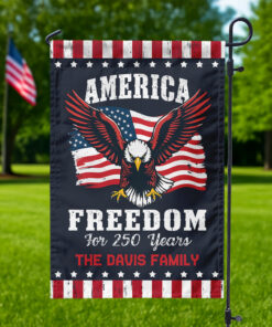 America 250 Years of Freedom Patriotic Eagle Flag Personalized Garden Flag