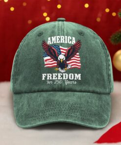 Alternative view of America 250 Years of Freedom Patriotic Eagle Flag Washed Denim Baseball Cap