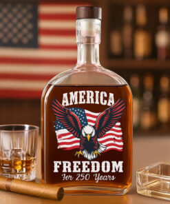 America 250 Years of Freedom Patriotic Eagle Flag Whiskey Bottle