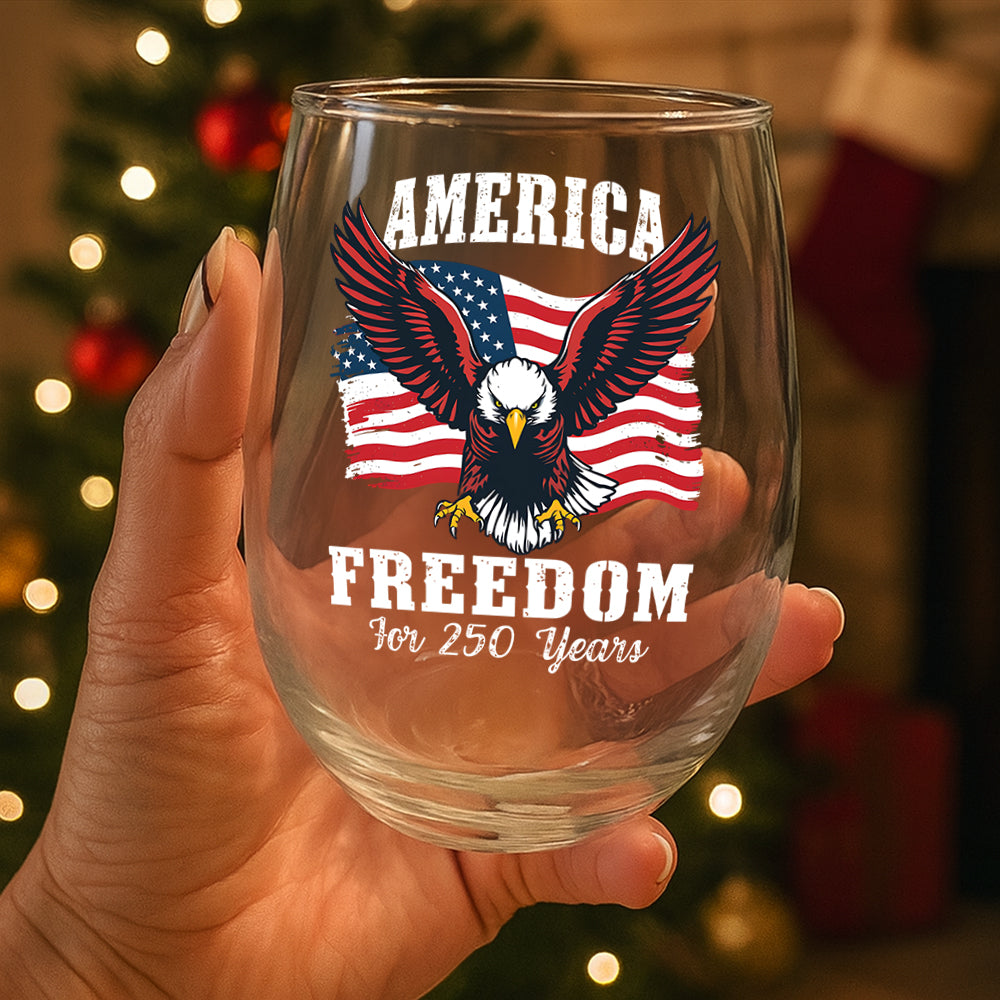America 250 Years of Freedom Patriotic Eagle Flag Wine Glass HA75 897344 - Image 3