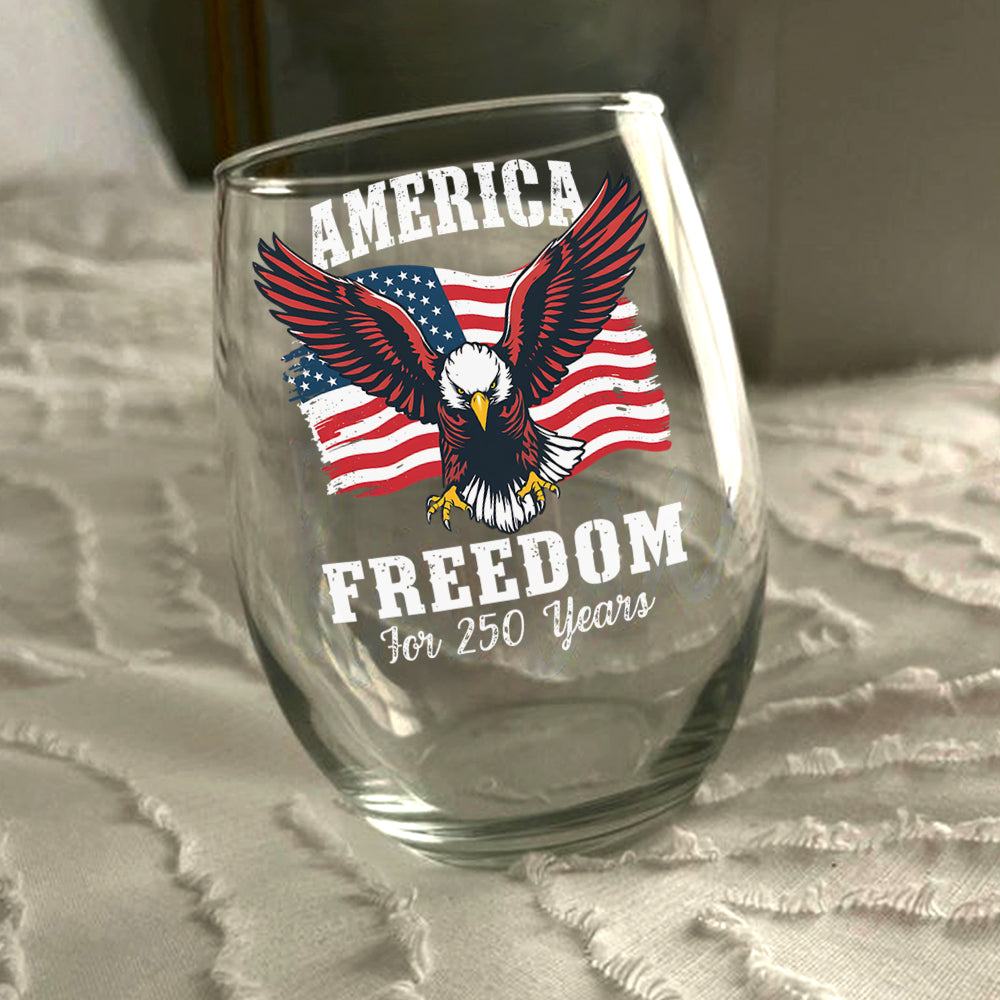 America 250 Years of Freedom Patriotic Eagle Flag Wine Glass HA75 897344 - Image 6