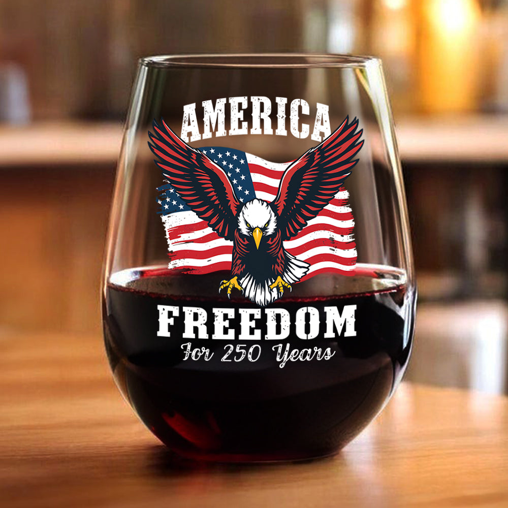 America 250 Years of Freedom Patriotic Eagle Flag Wine Glass HA75 897344 - Image 5