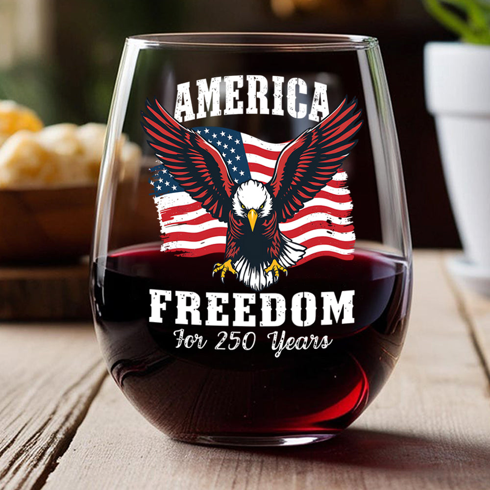 America 250 Years of Freedom Patriotic Eagle Flag Wine Glass HA75 897344 - Image 4