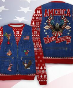 America 250 Years Of Freedom Ugly Sweater, 250 Years Anniversary Christmas All-Over-Printed Sweatshirt