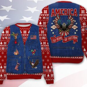 America 250 Years Of Freedom Ugly Sweater, 250 Years Anniversary Christmas All-Over-Printed Sweatshirt 683603