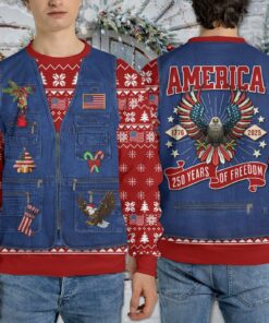 Alternative view of America 250 Years Of Freedom Ugly Sweater, 250 Years Anniversary Christmas All-Over-Printed Sweatshirt