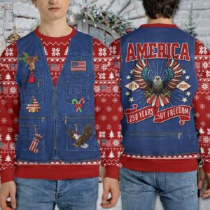 Alternative view of America 250 Years Of Freedom Ugly Sweater, 250 Years Anniversary Christmas All-Over-Printed Sweatshirt 683603