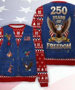 America 250 Years Of Freedom Ugly Sweater, 250 Years Anniversary Christmas All-Over-Printed Sweatshirt