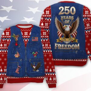 America 250 Years Of Freedom Ugly Sweater, 250 Years Anniversary Christmas All-Over-Printed Sweatshirt 683619