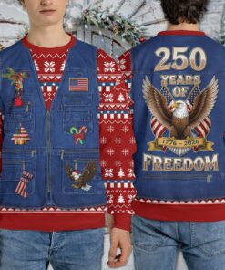 Alternative view of America 250 Years Of Freedom Ugly Sweater, 250 Years Anniversary Christmas All-Over-Printed Sweatshirt