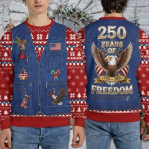 Alternative view of America 250 Years Of Freedom Ugly Sweater, 250 Years Anniversary Christmas All-Over-Printed Sweatshirt 683619