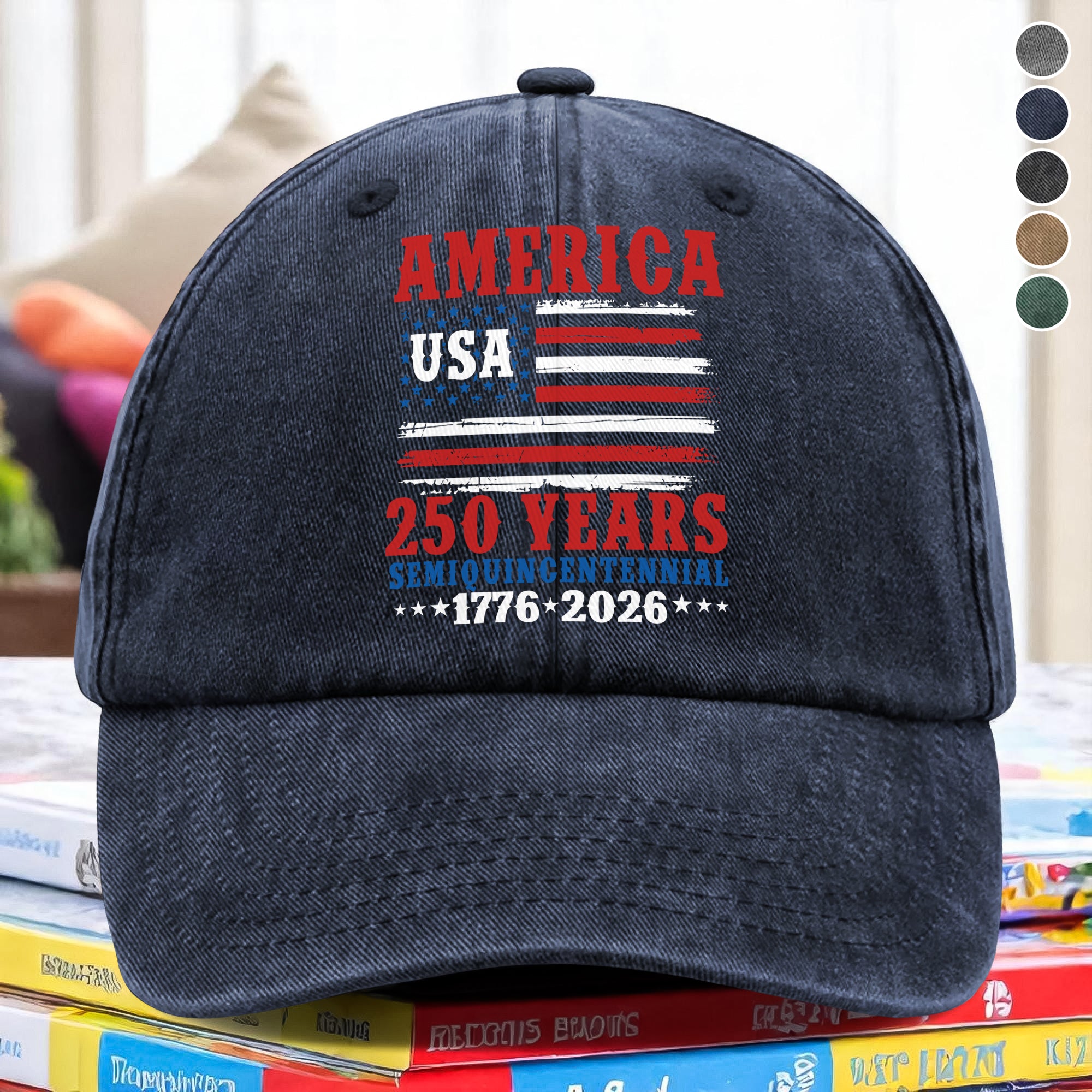America 250 Years Semiquincentennial Washed Denim Baseball Cap TH10 894675 - Image 4