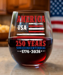 America 250 Years Semiquincentennial Wine Glass