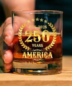 America 250 Years Vintage Glass | Happy 250th Birthday USA | Patriotic 4th Of July Glass | America 250th Anniversary | Independence Day Whiskey Glass Beer Glass