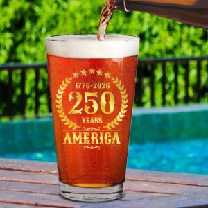 Alternative view of America 250 Years Vintage Glass | Happy 250th Birthday USA | Patriotic 4th Of July Glass | America 250th Anniversary | Independence Day Whiskey Glass Beer Glass 682564