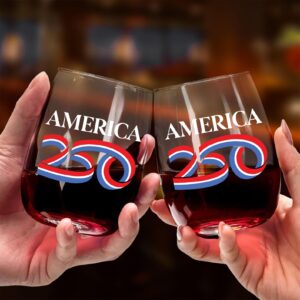 Alternative view of America 250 Years Wine Glass| America 250 Anniversary | Happy 250th Birthday USA | Patriotic 4th Of July Wine Glass 682669
