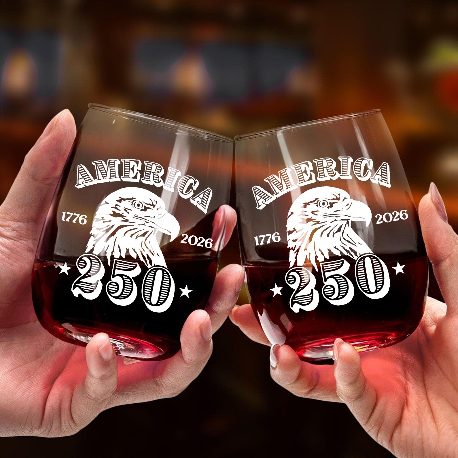 America 250 Years Wine Glass | Happy 250th Birthday USA | Patriotic 4th Of July Wine Glass | America 250th Anniversary | Independence Day Wine Glass 682552 - Image 2