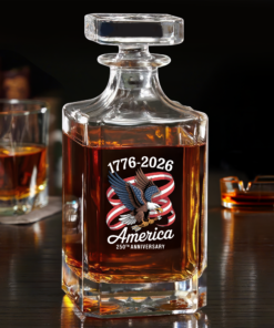 America 250th Anniversary 1776-2026 Eagle Us Flag Decanter
