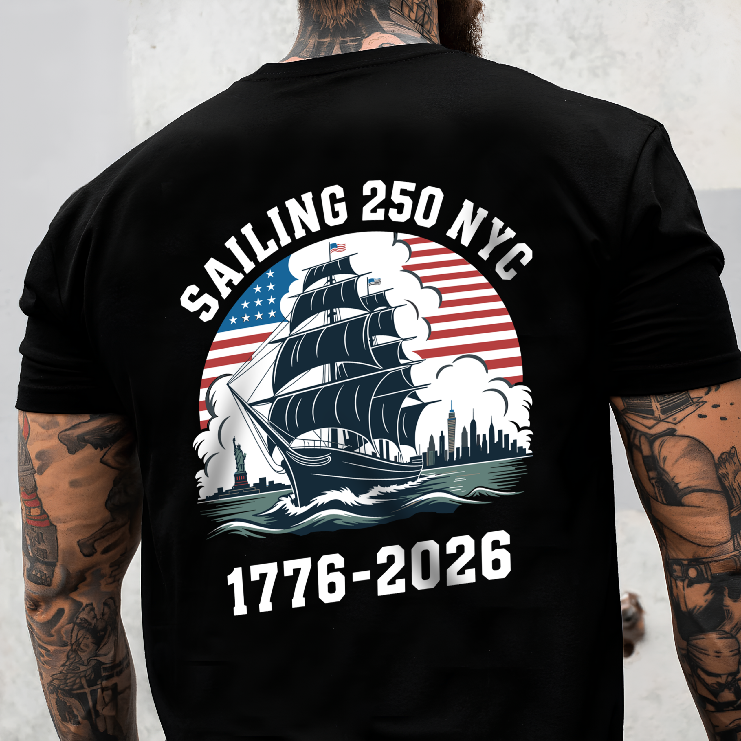 America 250th Anniversary 250 Years NYC USA Back Side Dark Shirt CH07 896736 - Image 6