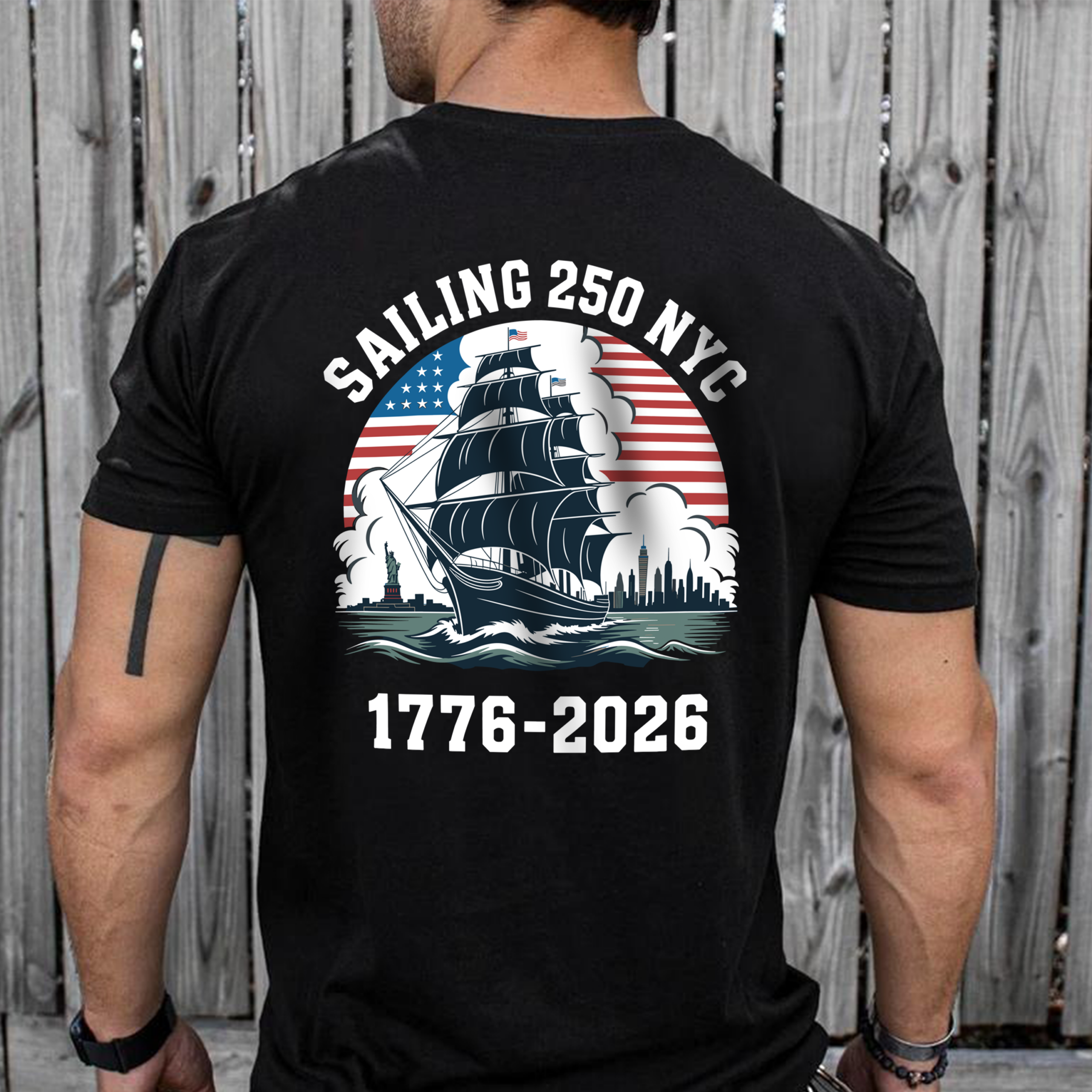 America 250th Anniversary 250 Years NYC USA Back Side Dark Shirt CH07 896736 - Image 7