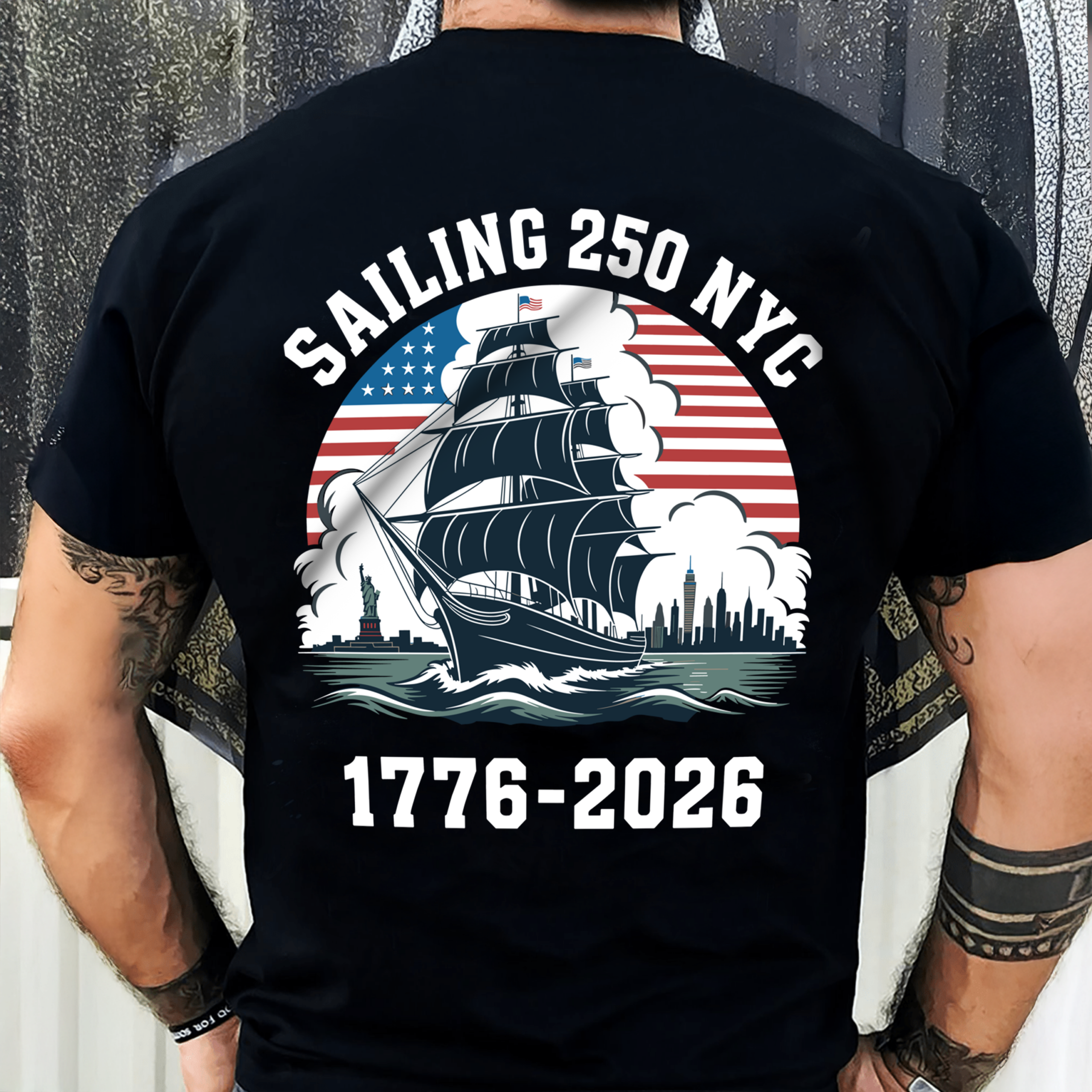 America 250th Anniversary 250 Years NYC USA Back Side Dark Shirt CH07 896736 - Image 4