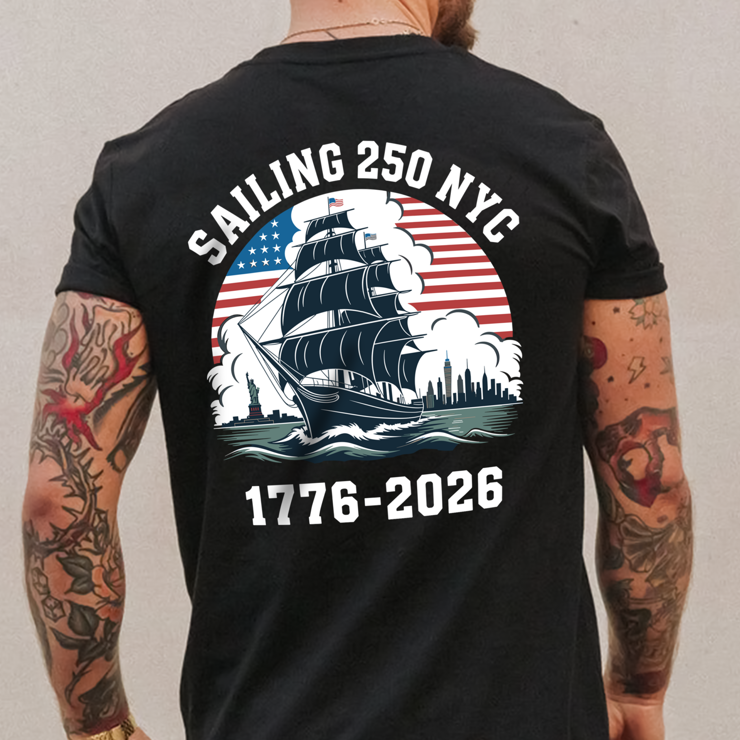 America 250th Anniversary 250 Years NYC USA Back Side Dark Shirt CH07 896736 - Image 5