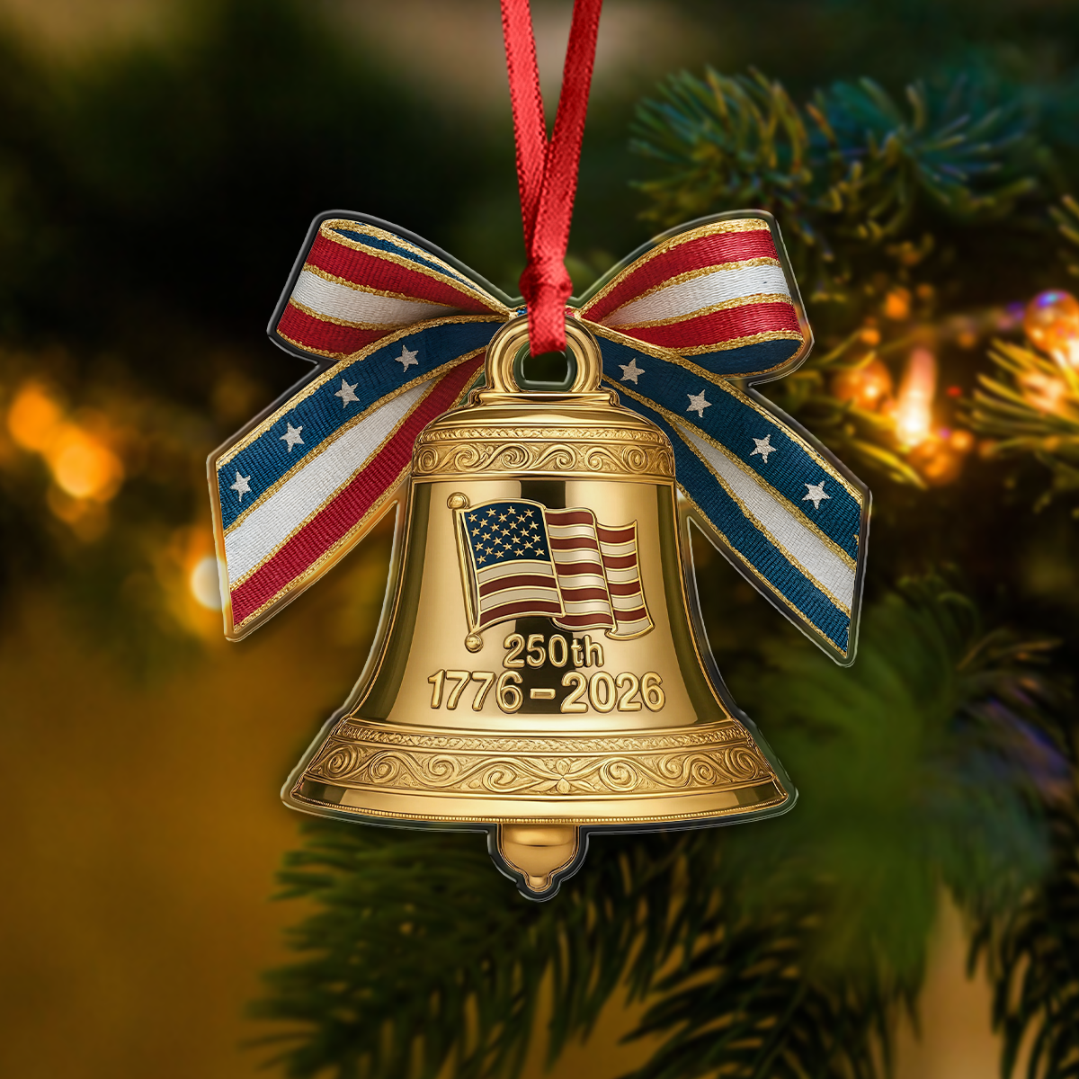 America 250th Birthday Bowtie Bell Acrylic Ornament LM32 895487 - Image 7