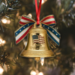 Alternative view of America 250th Birthday Bowtie Bell Acrylic Ornament LM32 895487