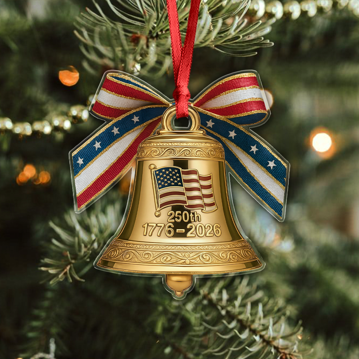 America 250th Birthday Bowtie Bell Acrylic Ornament LM32 895487 - Image 6