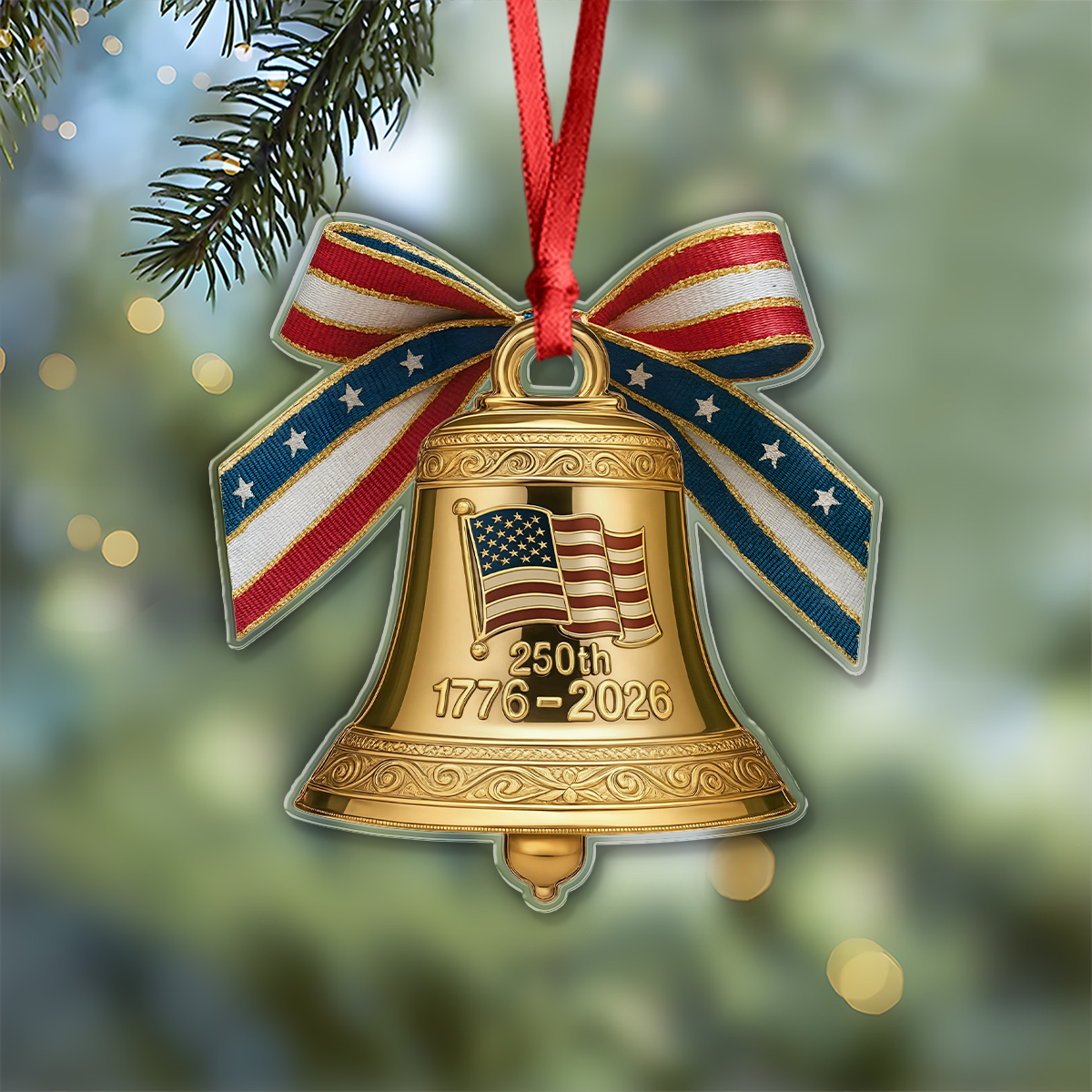 America 250th Birthday Bowtie Bell Acrylic Ornament LM32 895487 - Image 5