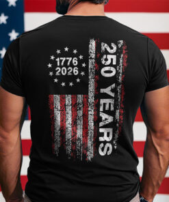 America 250th Birthday US Flag 250 Years We The People Back Side Dark Shirt