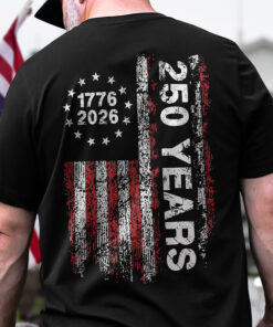 Alternative view of America 250th Birthday US Flag 250 Years We The People Back Side Dark Shirt